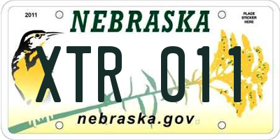 NE license plate XTR011