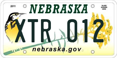 NE license plate XTR012