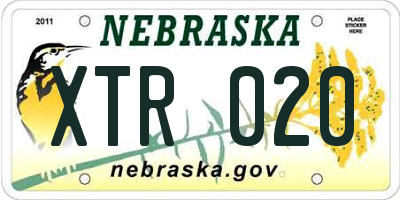 NE license plate XTR020