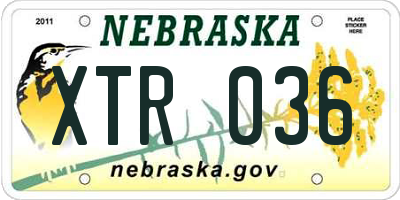 NE license plate XTR036