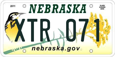 NE license plate XTR071