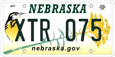 NE license plate XTR075