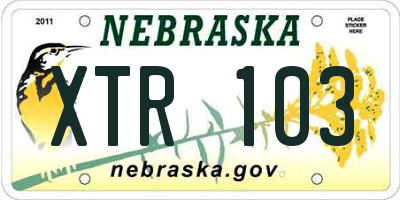 NE license plate XTR103