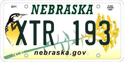 NE license plate XTR193