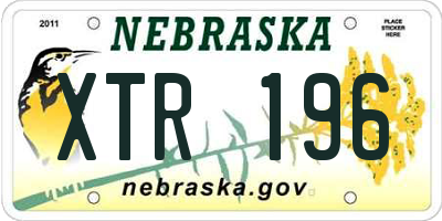 NE license plate XTR196