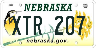 NE license plate XTR207