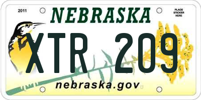 NE license plate XTR209