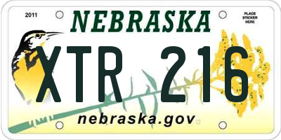 NE license plate XTR216