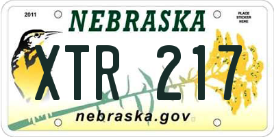 NE license plate XTR217