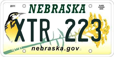 NE license plate XTR223