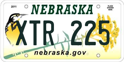 NE license plate XTR225