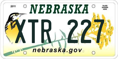 NE license plate XTR227