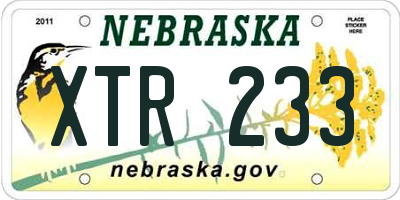 NE license plate XTR233