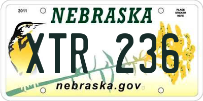 NE license plate XTR236