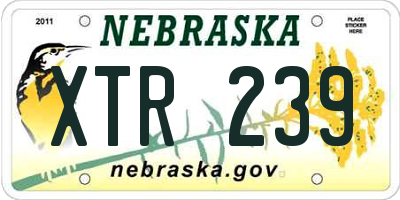 NE license plate XTR239