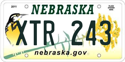NE license plate XTR243