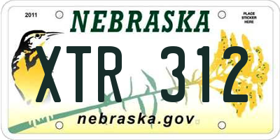 NE license plate XTR312