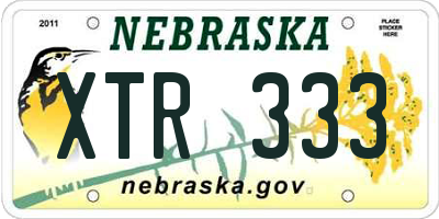 NE license plate XTR333