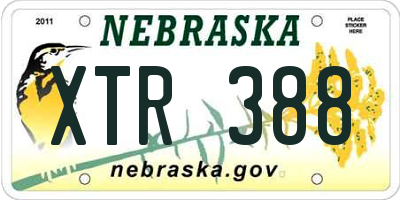 NE license plate XTR388