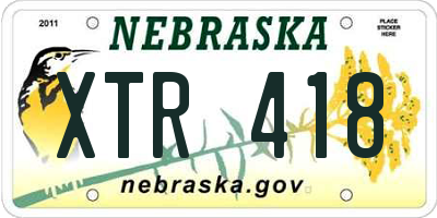 NE license plate XTR418
