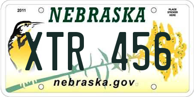 NE license plate XTR456
