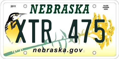 NE license plate XTR475