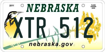 NE license plate XTR512