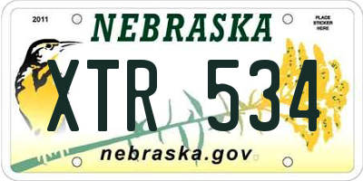 NE license plate XTR534