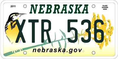 NE license plate XTR536