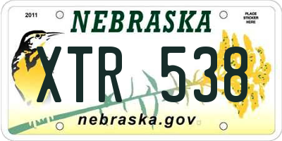NE license plate XTR538