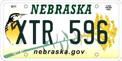 NE license plate XTR596