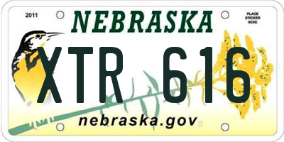 NE license plate XTR616