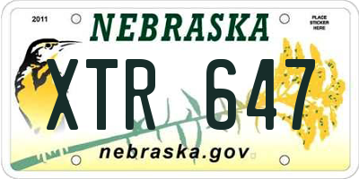 NE license plate XTR647