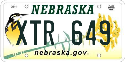 NE license plate XTR649