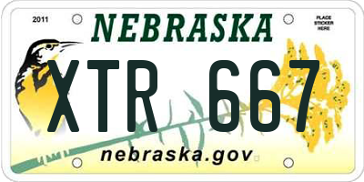 NE license plate XTR667