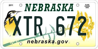 NE license plate XTR672