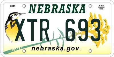 NE license plate XTR693