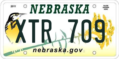 NE license plate XTR709