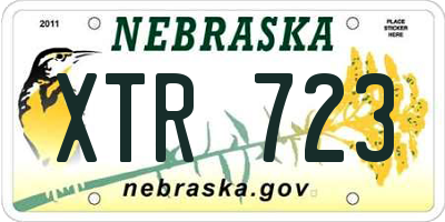 NE license plate XTR723