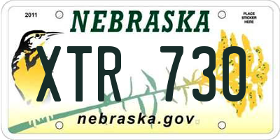 NE license plate XTR730
