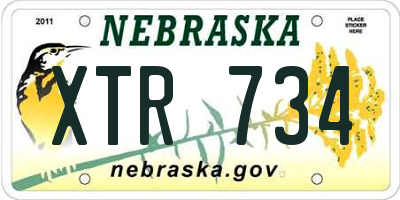 NE license plate XTR734