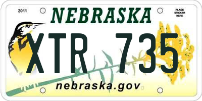 NE license plate XTR735