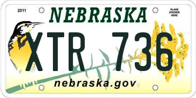 NE license plate XTR736