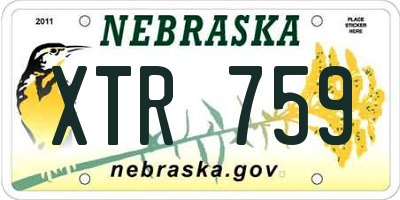 NE license plate XTR759