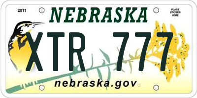 NE license plate XTR777