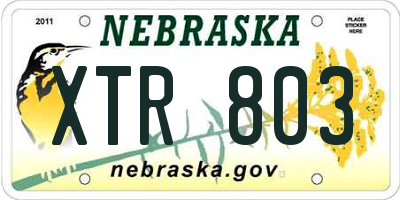 NE license plate XTR803