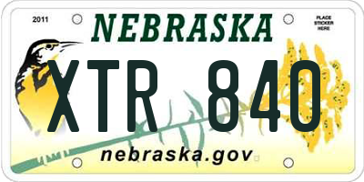 NE license plate XTR840