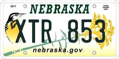 NE license plate XTR853