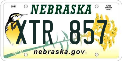 NE license plate XTR857