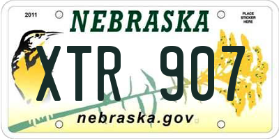 NE license plate XTR907